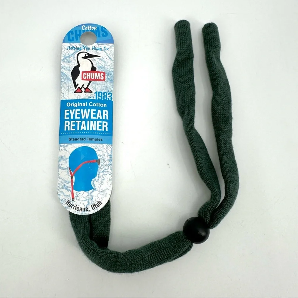 CHUMS Original Cotton Eyewear Retainer Standard Temples Unisex NEW Dark Green